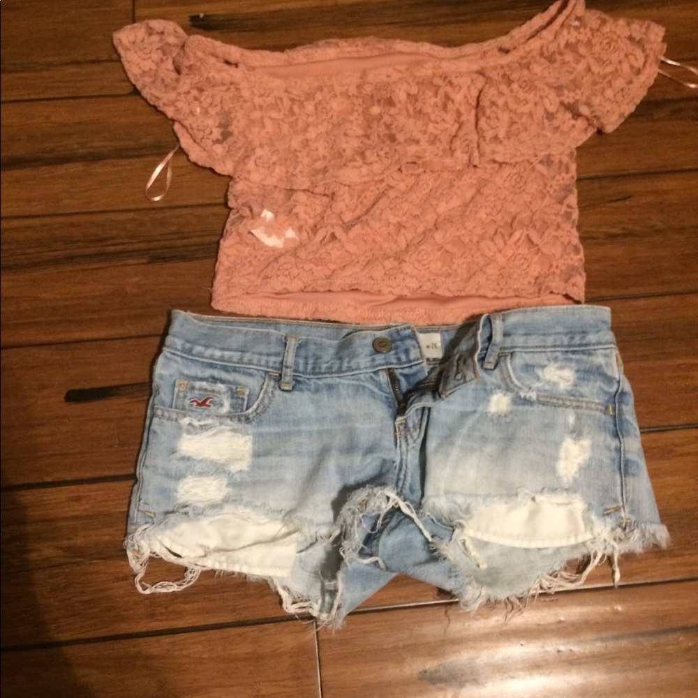 Charollete Russe lace Peach crop top